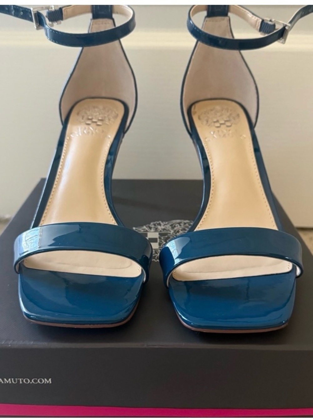 Vince Camuto Women's Teal Ankle-Strap Mid-Heel Sandals